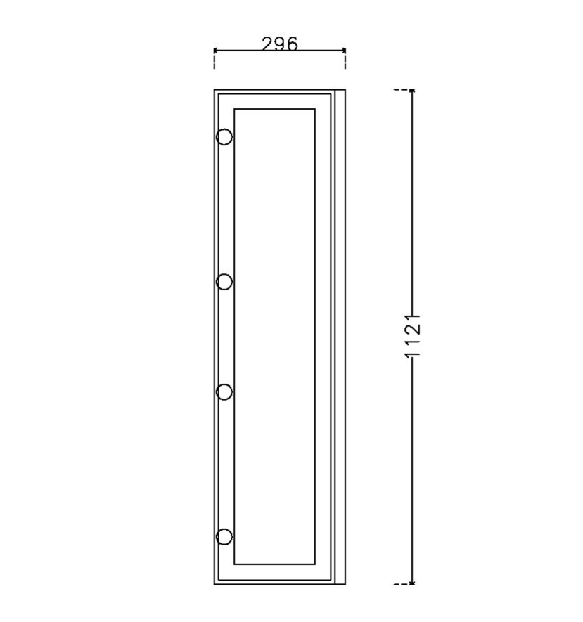 หน้าบาน เฟรมดำ กระจกเงา ขนาด 300*1125 มม.
