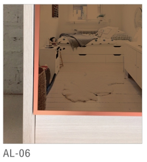 หน้าบาน เฟรมโรสโกล กระจกเงาชาทอง ขนาด 450*937 มม.