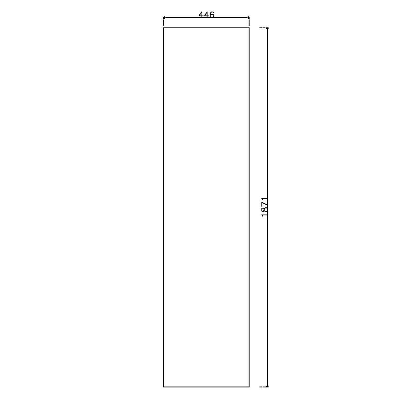 หน้าบาน PVC บานเรียบ ยกริม สีขาว ขนาด  450*1875 มม.