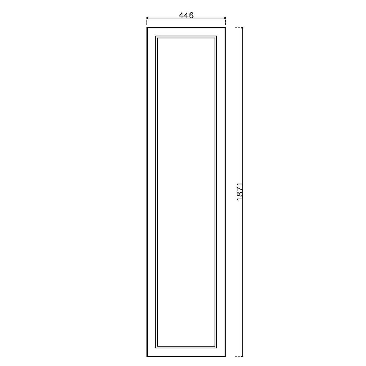 หน้าบาน PVCบานลูกฟัก สีขาว ขนาด  450*1875 มม.
