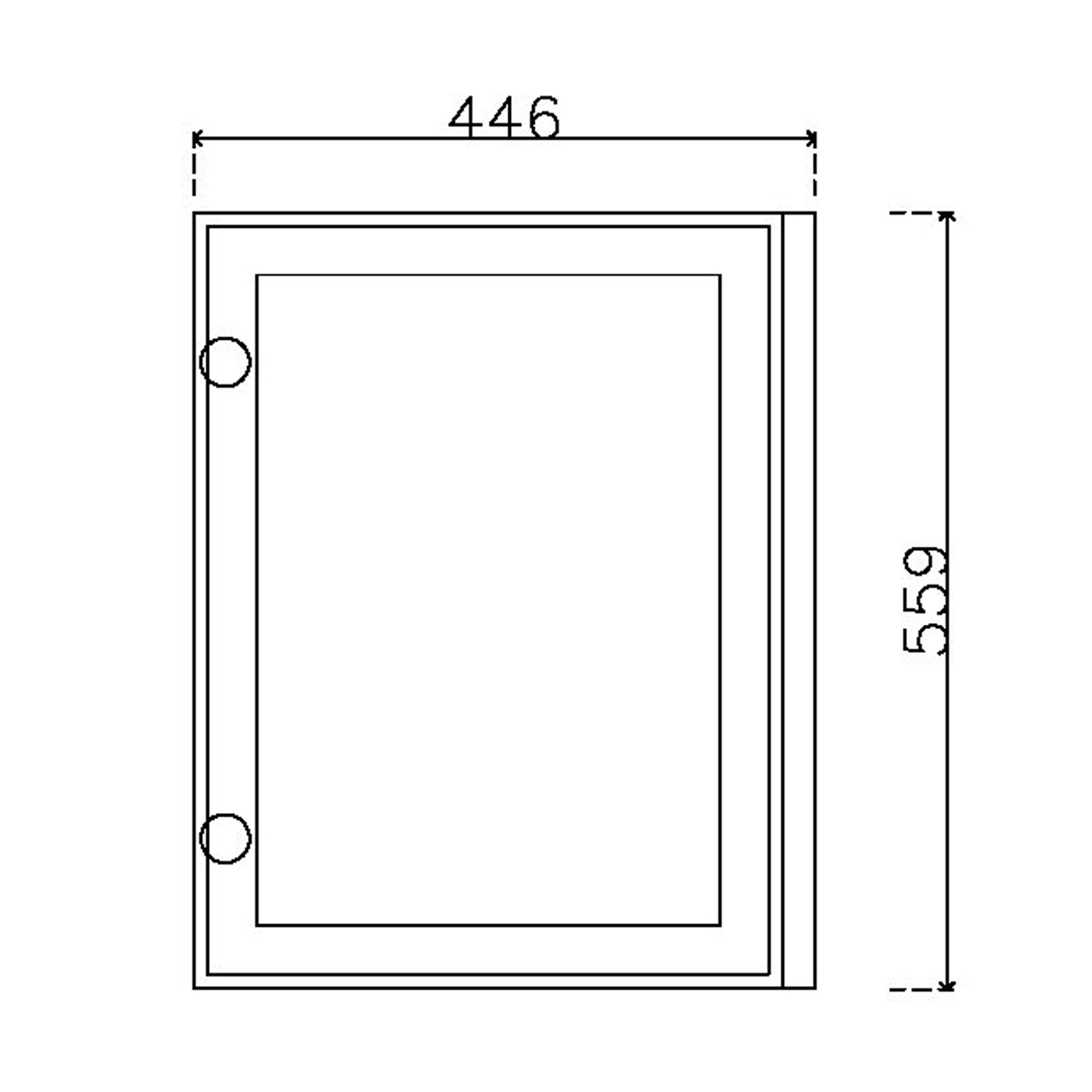 หน้าบาน เฟรมดำ กระจกใสชาดำ ขนาด 450*562 มม.