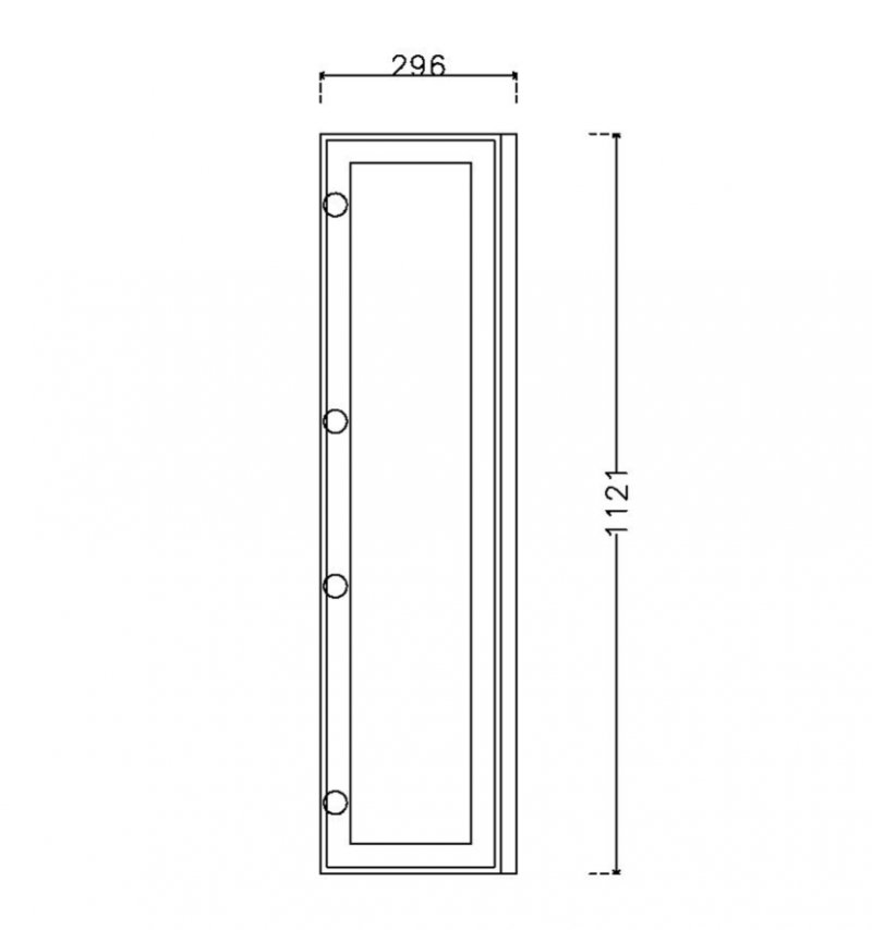 หน้าบาน เฟรมโรสโกล กระจกใส ขนาด 300*1125 มม.