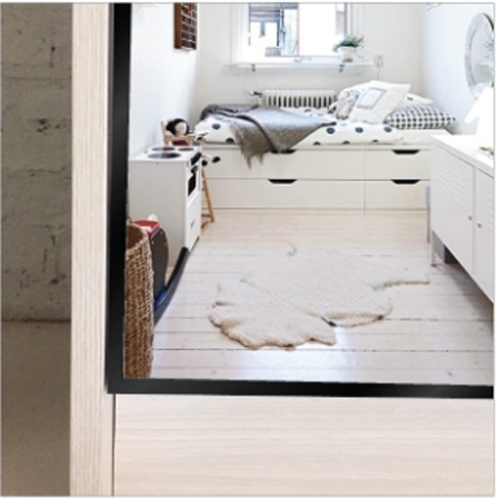 หน้าบาน เฟรมดำ กระจกเงา ขนาด 450*375 มม.