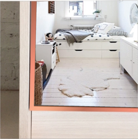 หน้าบาน เฟรมโรสโกล กระจกเงา ขนาด 500*1500 มม.