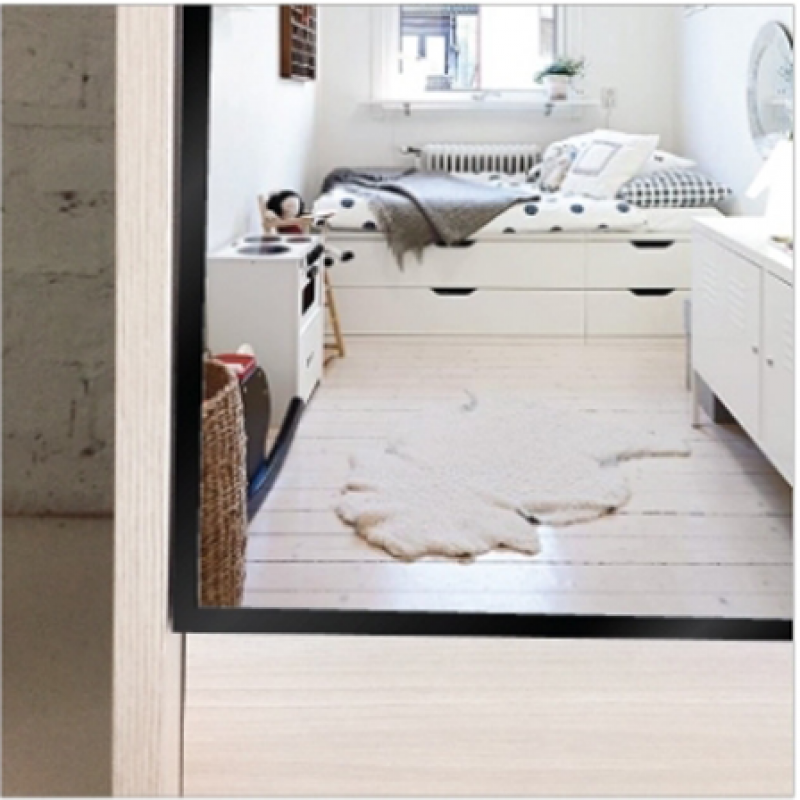 หน้าบาน เฟรมดำ กระจกเงา ขนาด 450*375 มม.