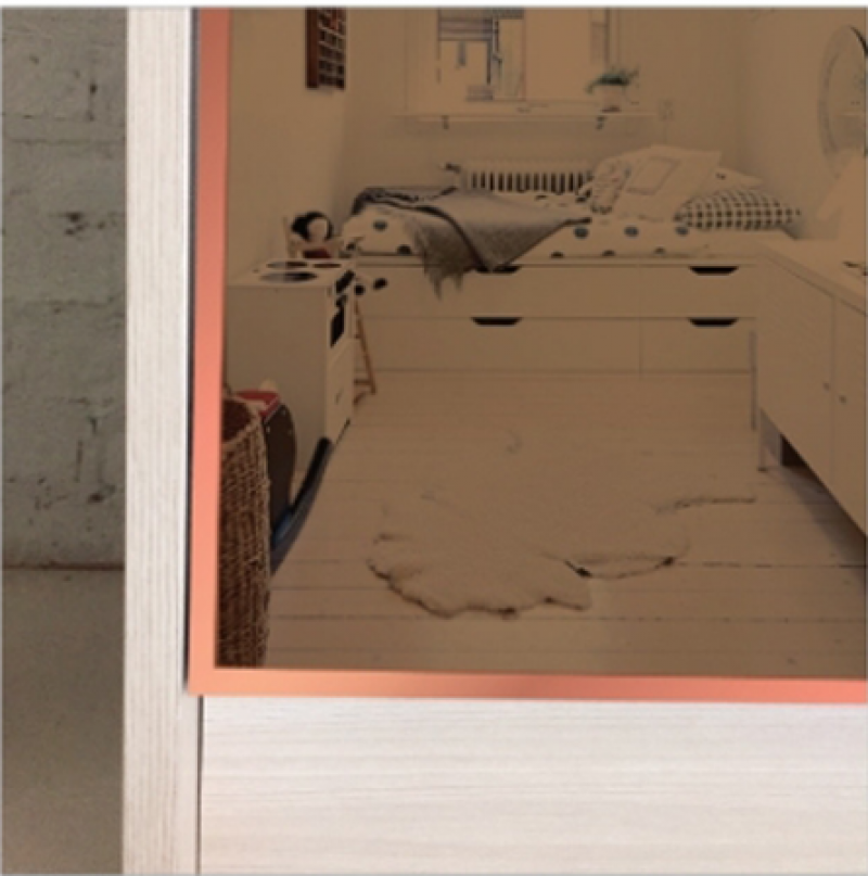 หน้าบาน เฟรมโรสโกล กระจกเงาชาทอง ขนาด 450*375 มม.