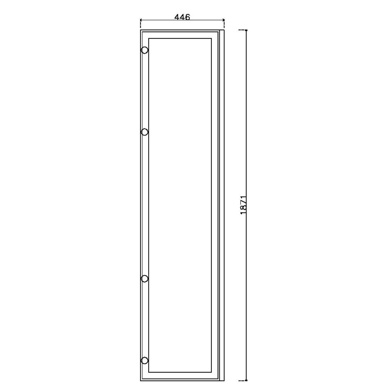 หน้าบาน เฟรมอะลูมิเนียม กระจกเงา ขนาด 450*1875 มม.