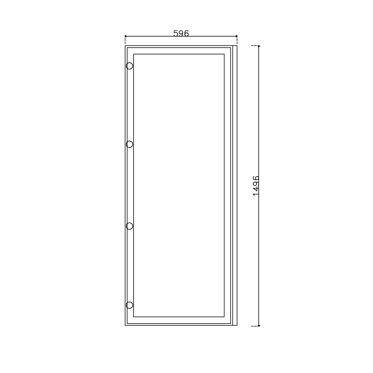 หน้าบาน เฟรมโรสโกล กระจกใส ขนาด 600*1500 มม.