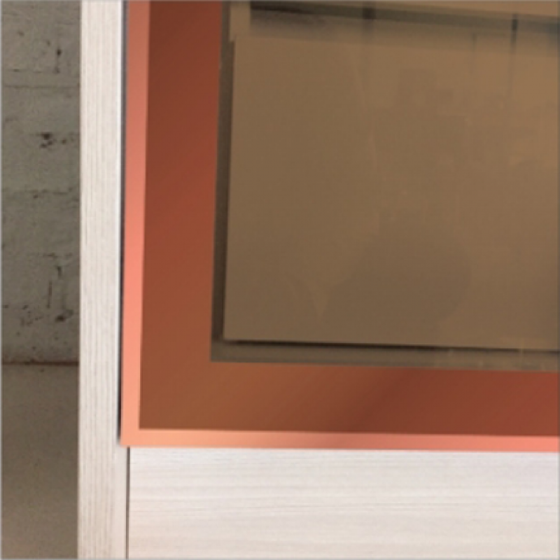 หน้าบาน เฟรมโรสโกล กระจกใสชาทอง ขนาด 600*475 มม.