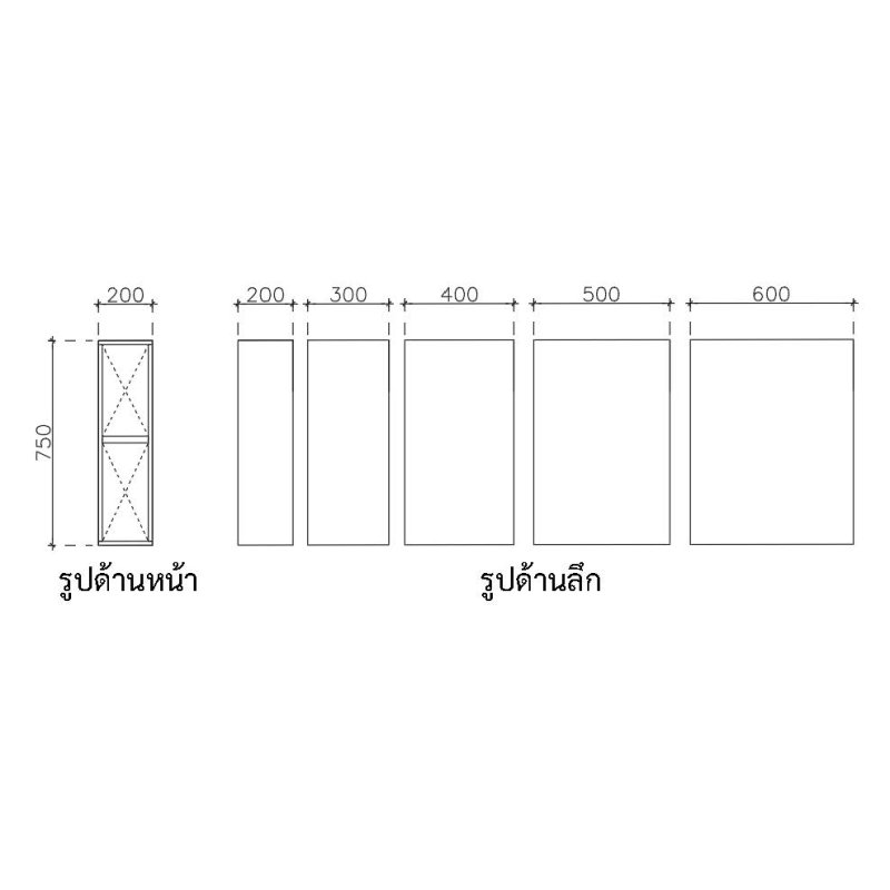 โครงตู้สำเร็จรูป ฟังก์ชั่น A ขนาด 200x750x300 มม.