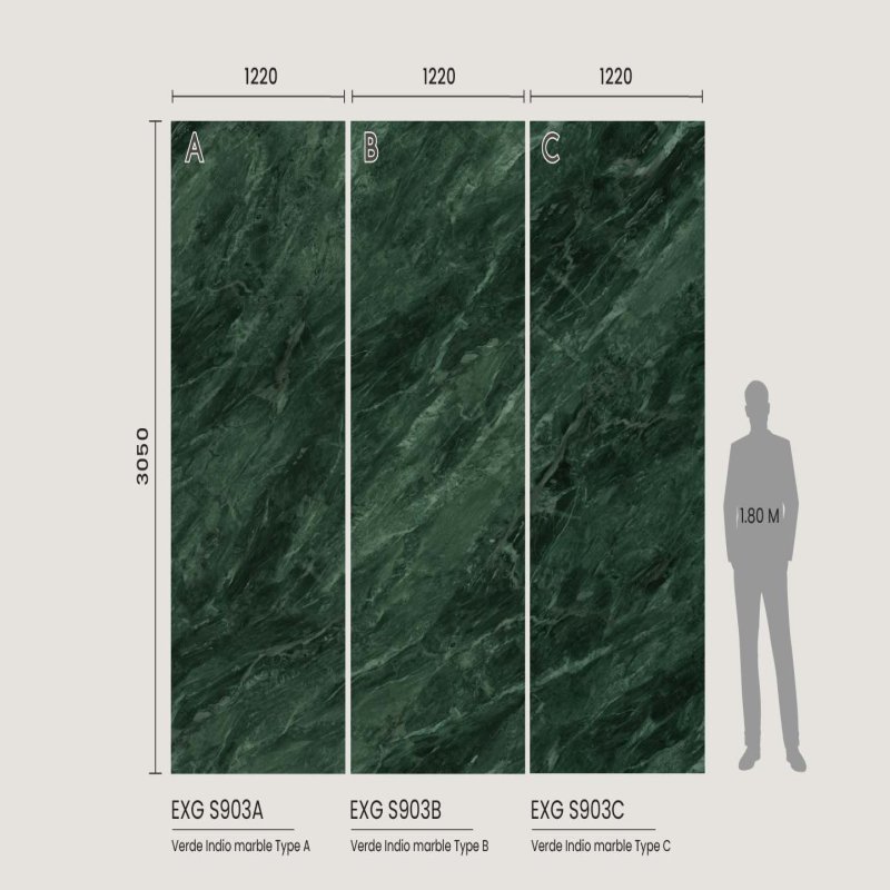 แผ่นลามิเนต สี Verde Indio marble Type A