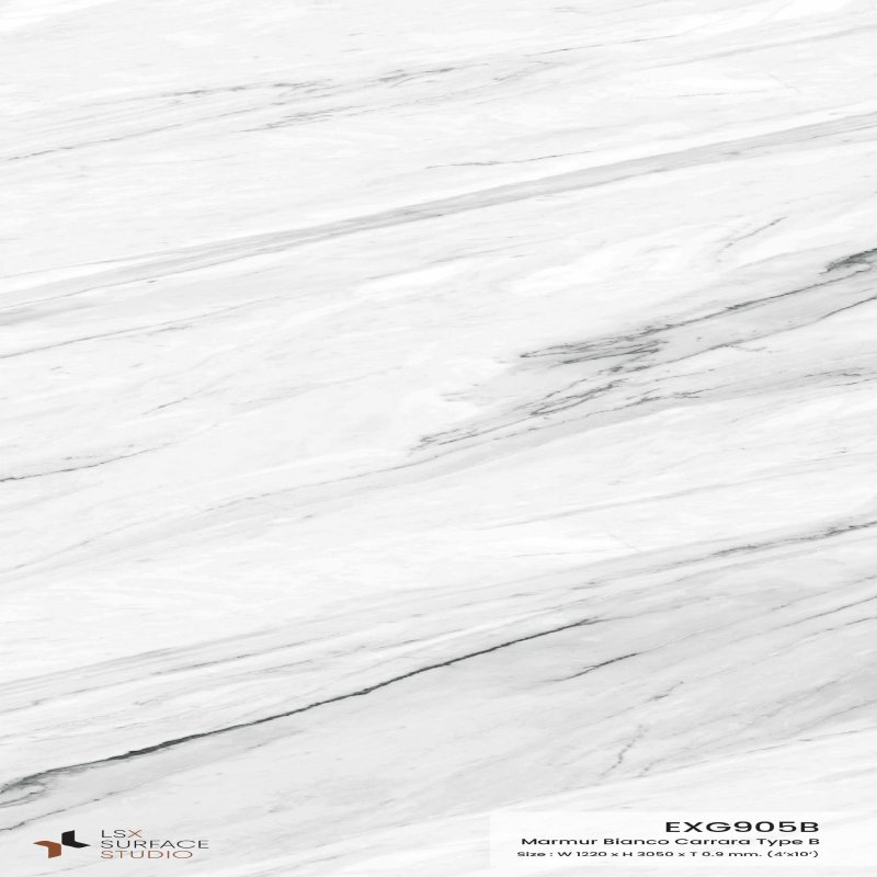 แผ่นลามิเนต Exotic Plus สี Marmur Bianco Carrara Type B ผิวเงา