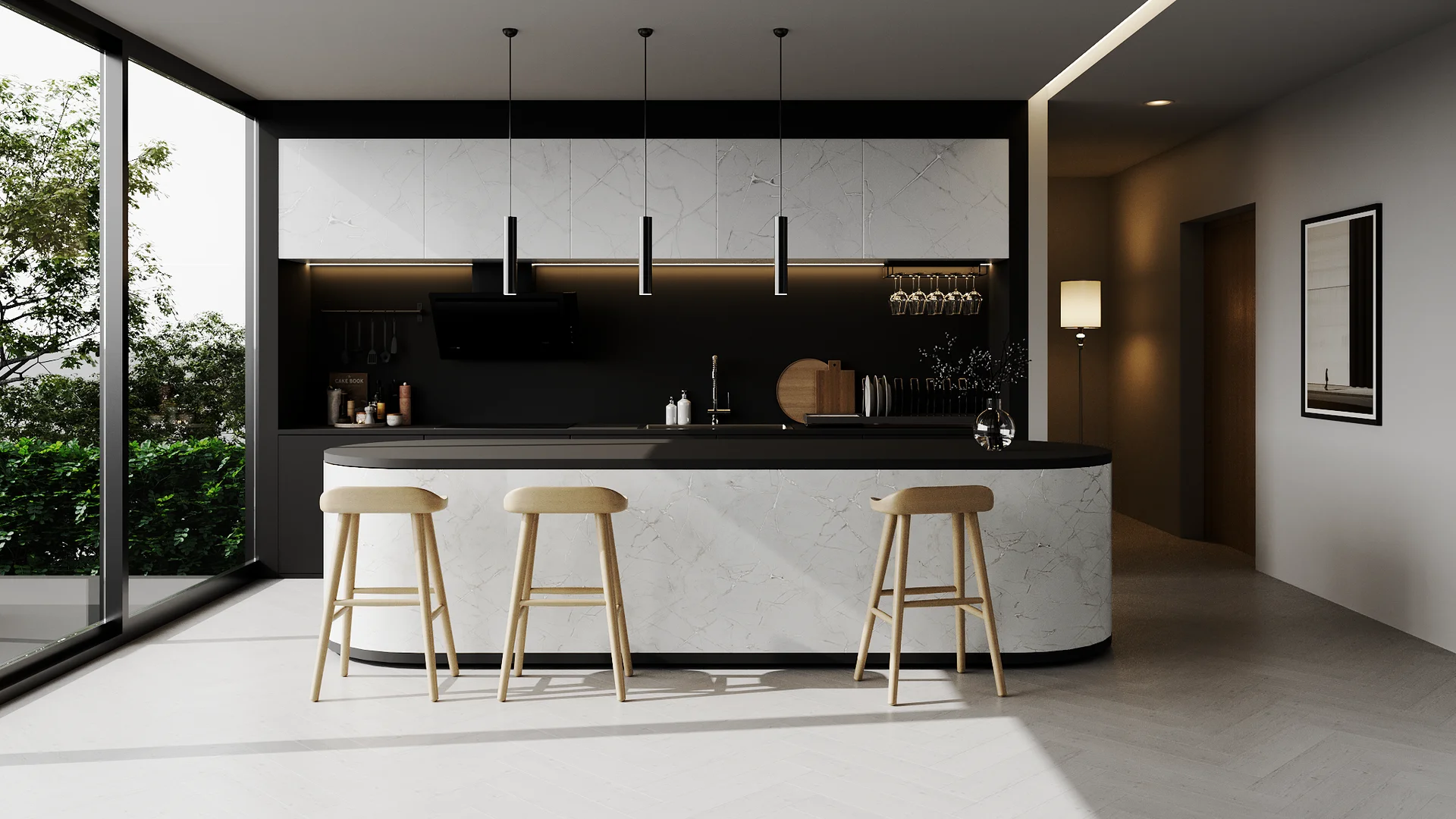 ผนังหินเทียม รุ่น Flexiboard (Panel Board) Marble Calacatta Linea Argento (Matt)
