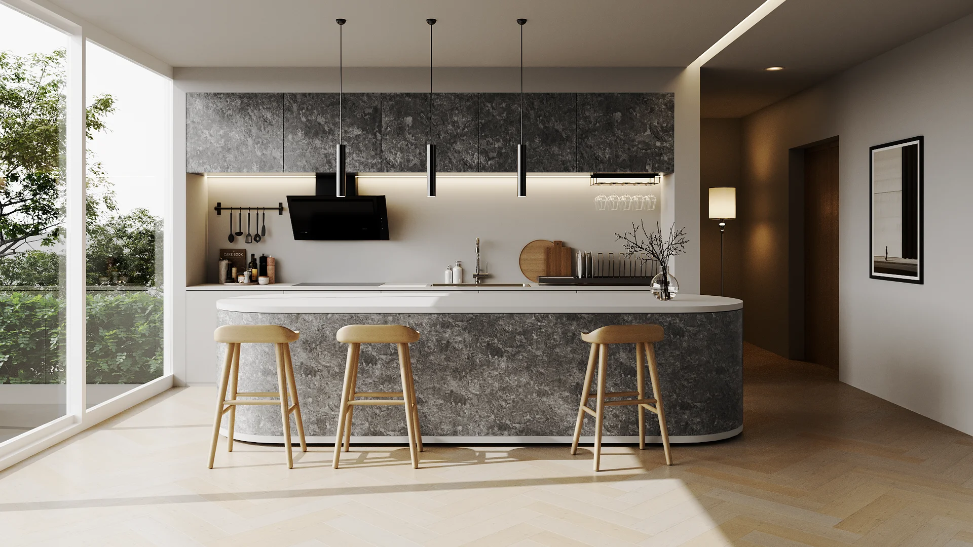 ผนังหินเทียม รุ่น Flexiboard (Panel Board) Marble Nero Zimbabwe (Matt)