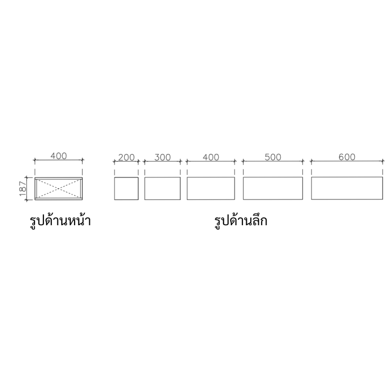 โครงตู้สำเร็จรูป ฟังก์ชั่น A  ขนาด 400 x 187 x 600 มม. 
