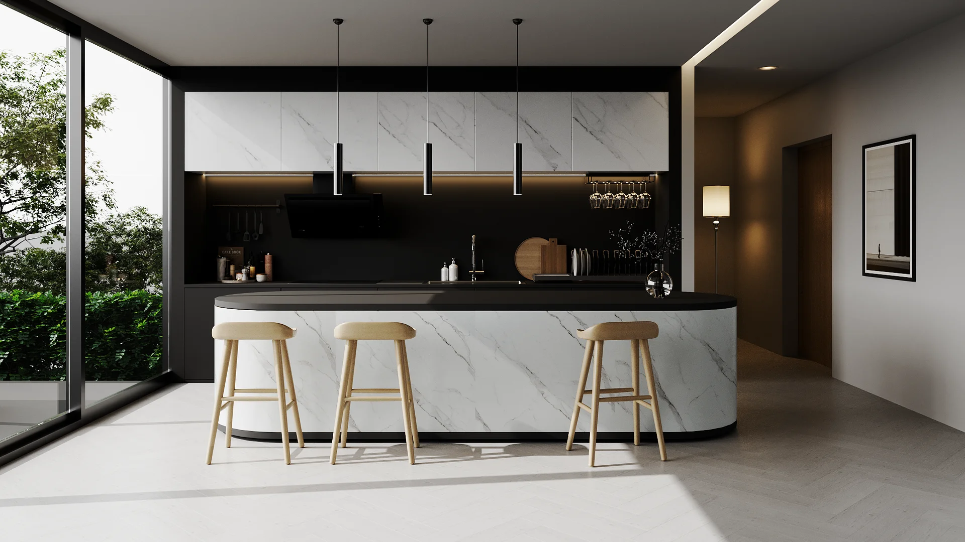 ผนังหินเทียม รุ่น Flexiboard (Panel Board) Marble Calacatta (Glossy)