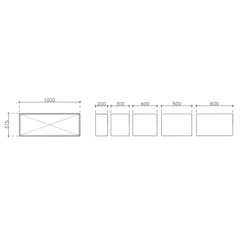 โครงตู้สำเร็จรูป ฟังก์ชั่น A ขนาด 1000 x 375 x 600 มม.