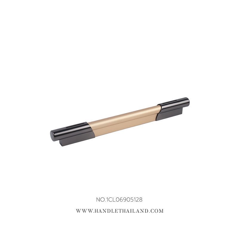 มือจับอลูมิเนียม ซิงค์อัลลอยด์ สีทอง-ดำ 128 mm.
