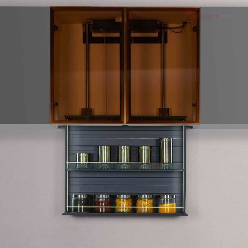 ชุดชั้นวางปรับขึ้น-ลง ไฟฟ้า สีเทา พร้อมไฟ LED