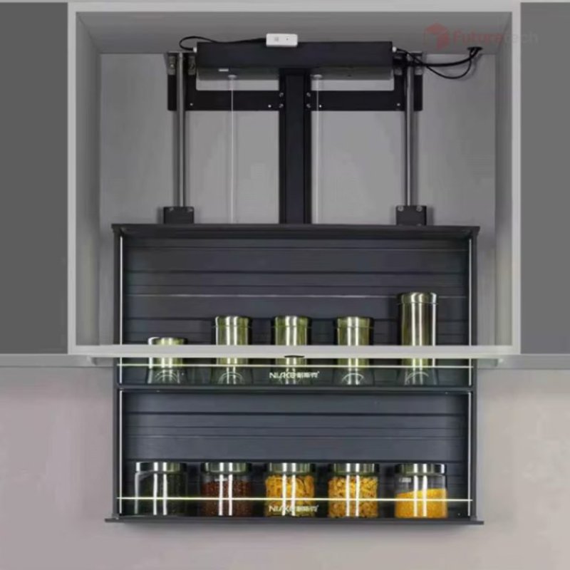 ชุดชั้นวางปรับขึ้น-ลง ไฟฟ้า สีเทา พร้อมไฟ LED