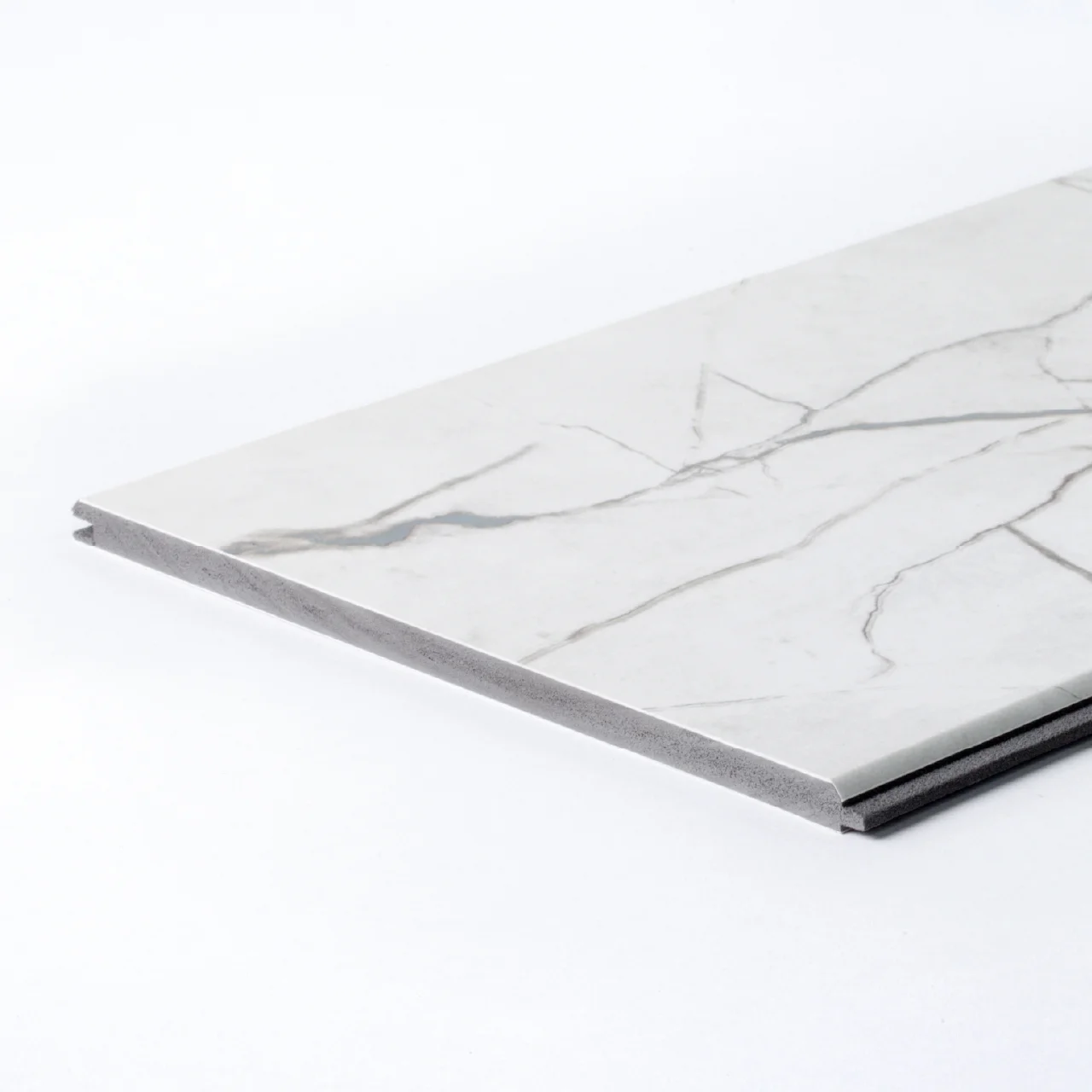 ผนังหินเทียม รุ่น ClickLock (Flat – Model V) Marble Calacatta Linea Argento (Matt)