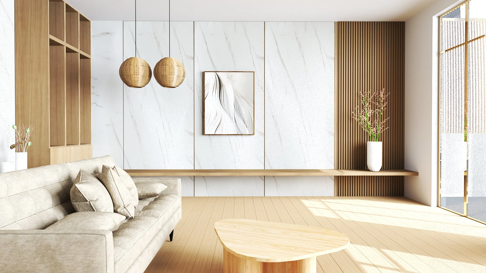 ผนังหินเทียม รุ่น ClickLock (Flat – Seamless) Marble Calacatta (Matt)