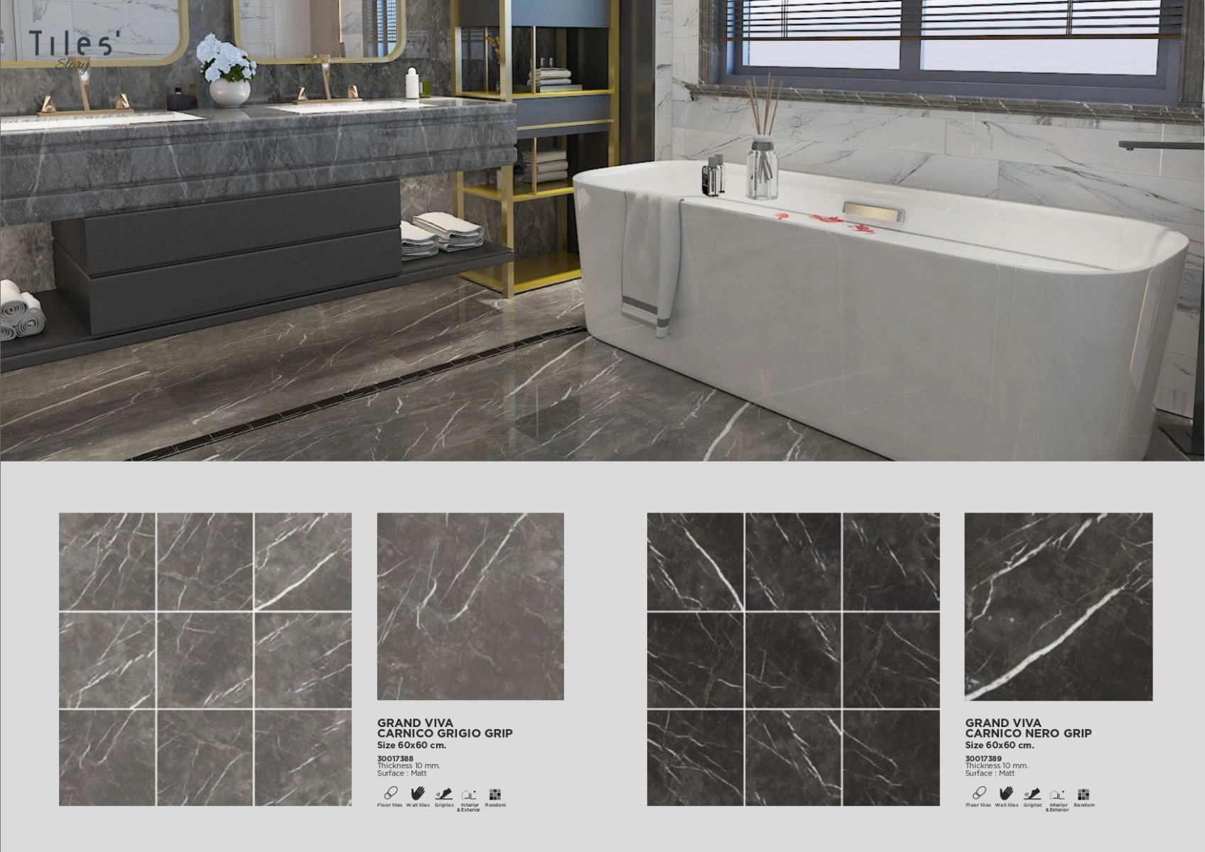 กระเบื้อง พื้น GRAND VIVA 60x60cm CARNICO GRIGIO GRIP