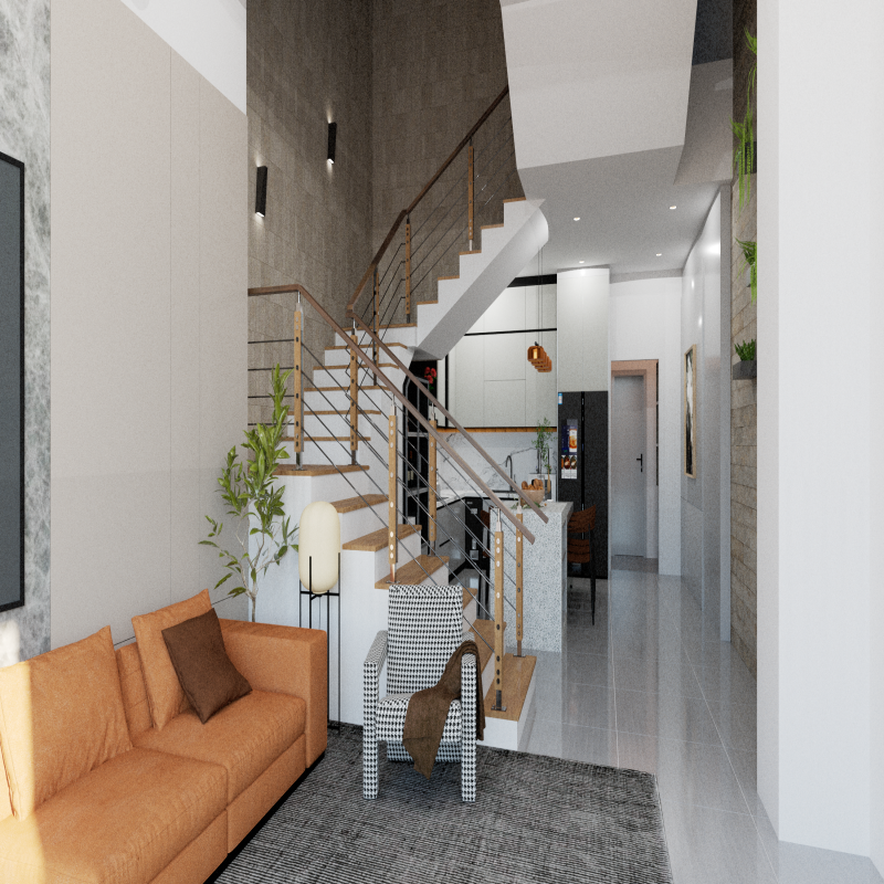 ชุดราวกันตกสแตนเลสประกอบไม้ แบบเสา W03 + เส้นกันตกสแตนเลส