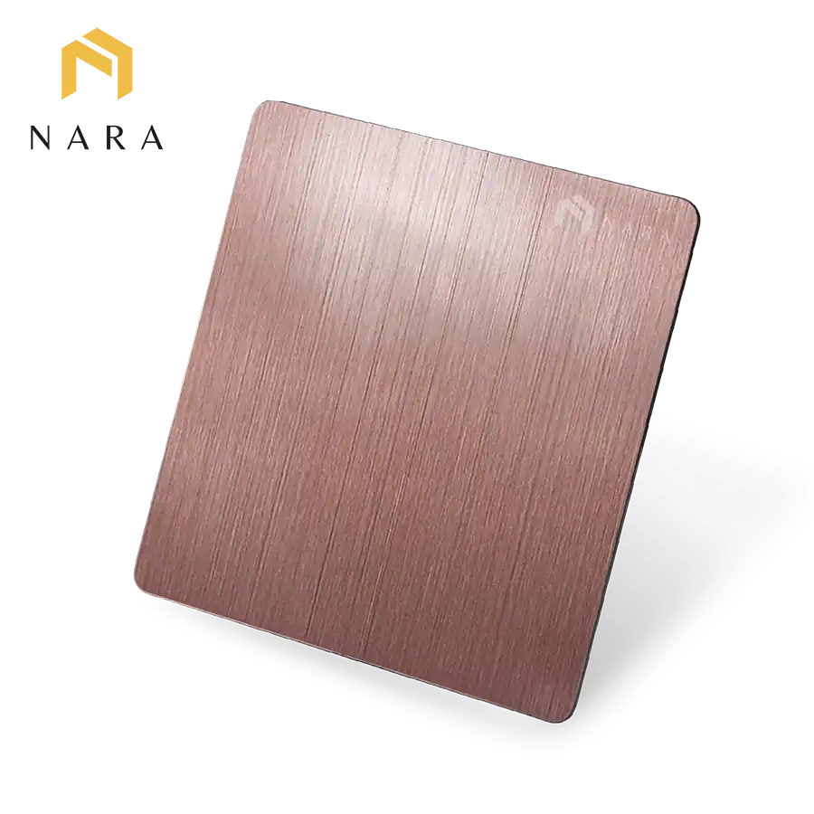 แผ่นสแตนเลสสีเวลเว็ทโกลด์ แฮร์ไลน์ (Hairline)