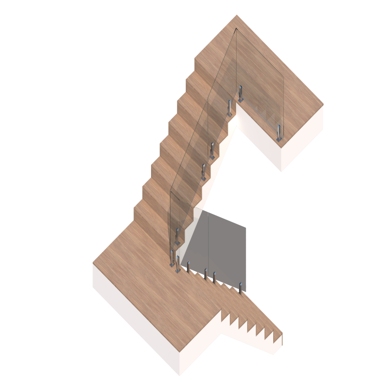 ชุดราวกันตกกระจก + เสาสั้นหนีบกระจก (กระจกเทมเปอร์ พ่นทราย 10 มิล)