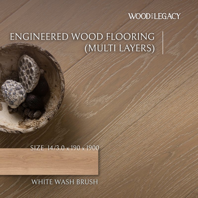 Engineered Wood Flooring  (Multi Layers) :  White Wash Brush
