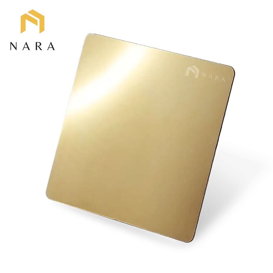 แผ่นสแตนเลสสีทองเหลือง ผิวเงา Brass Mirror (Super Mirror)