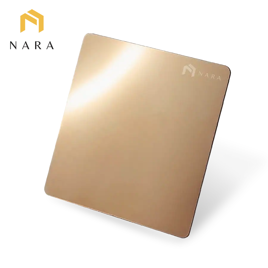 แผ่นสแตนเลสสีโรสโกลด์ ผิวเงา (Super Mirror)