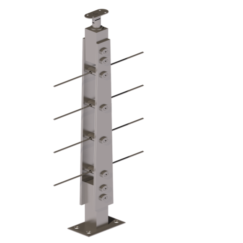 ชุดราวกันตกสแตนเลสล้วน แบบเสา S04 + เส้นกันตกสแตนเลส