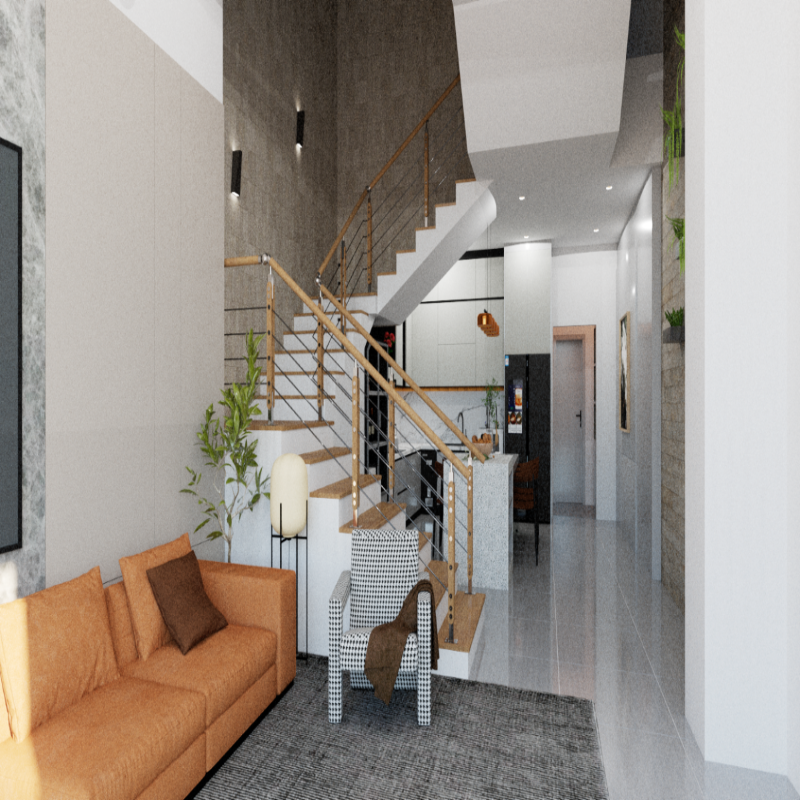 ชุดราวกันตกสแตนเลสประกอบไม้ แบบเสา W01 + เส้นกันตกสแตนเลส